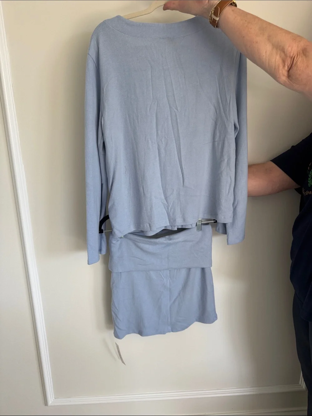 Reformation Pastel Blue Button-Front Knit Pajama Set